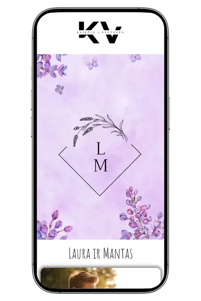 Floral kvietimas violet levander